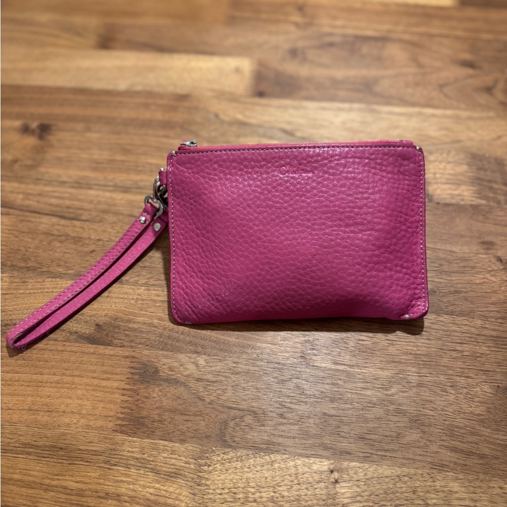 Cole Haan Raspberry Leather Wristlet